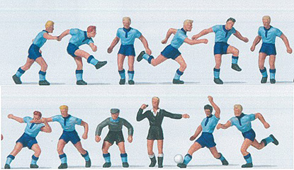figurine Preiser Equipe de football bleu clair