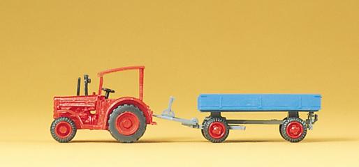 figurine Preiser tracteur hanomac remorque